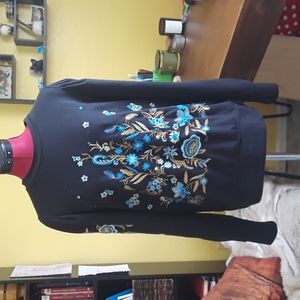 Anthropologie Embroidered Long Sleeve Top